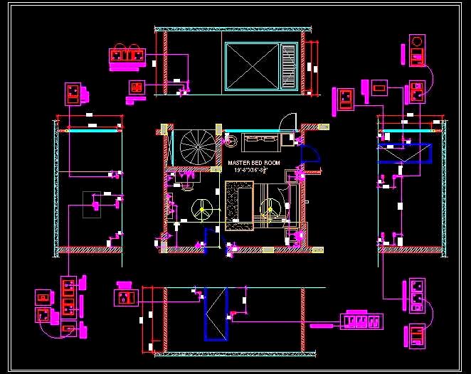 Bedroom Electrical Layout CAD for Residential Projects